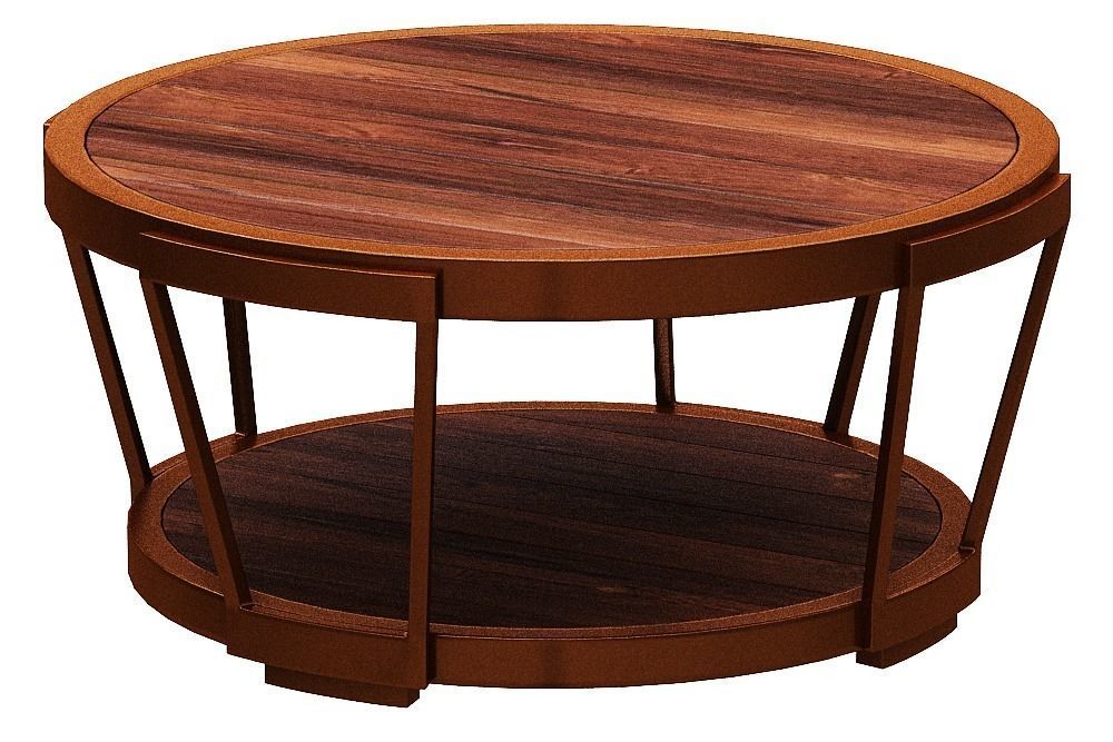 center table wood with metal Low-poly 3D model_5