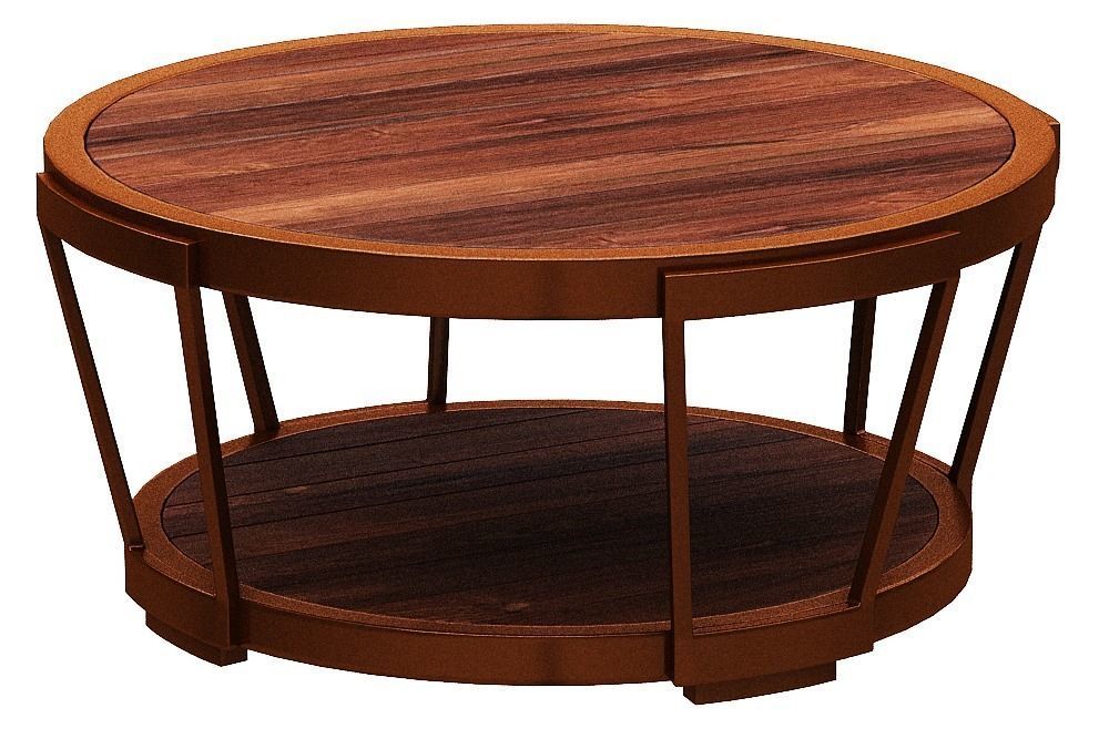 center table wood with metal Low-poly 3D model_1