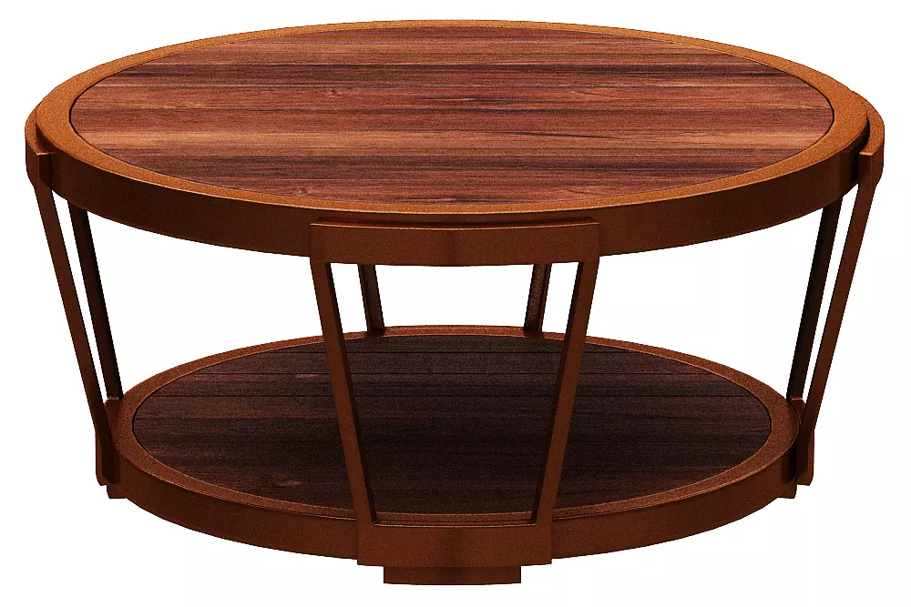 center table wood with metal Low-poly 3D model_0