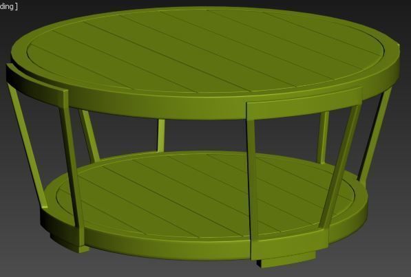 center table wood with metal Low-poly 3D model_11