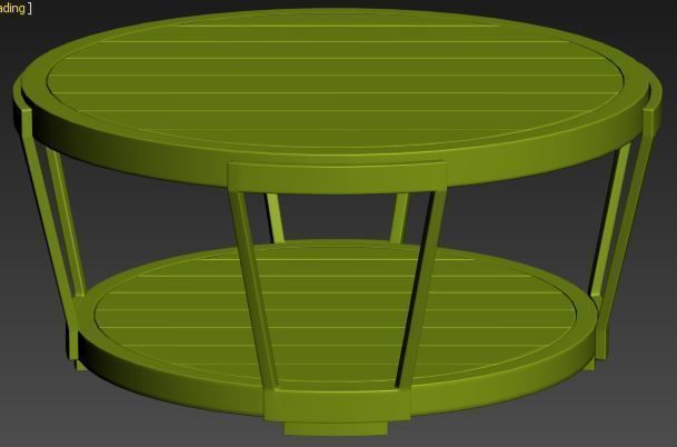 center table wood with metal Low-poly 3D model_7