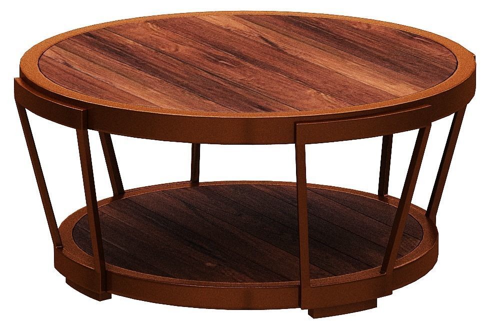 center table wood with metal Low-poly 3D model_4