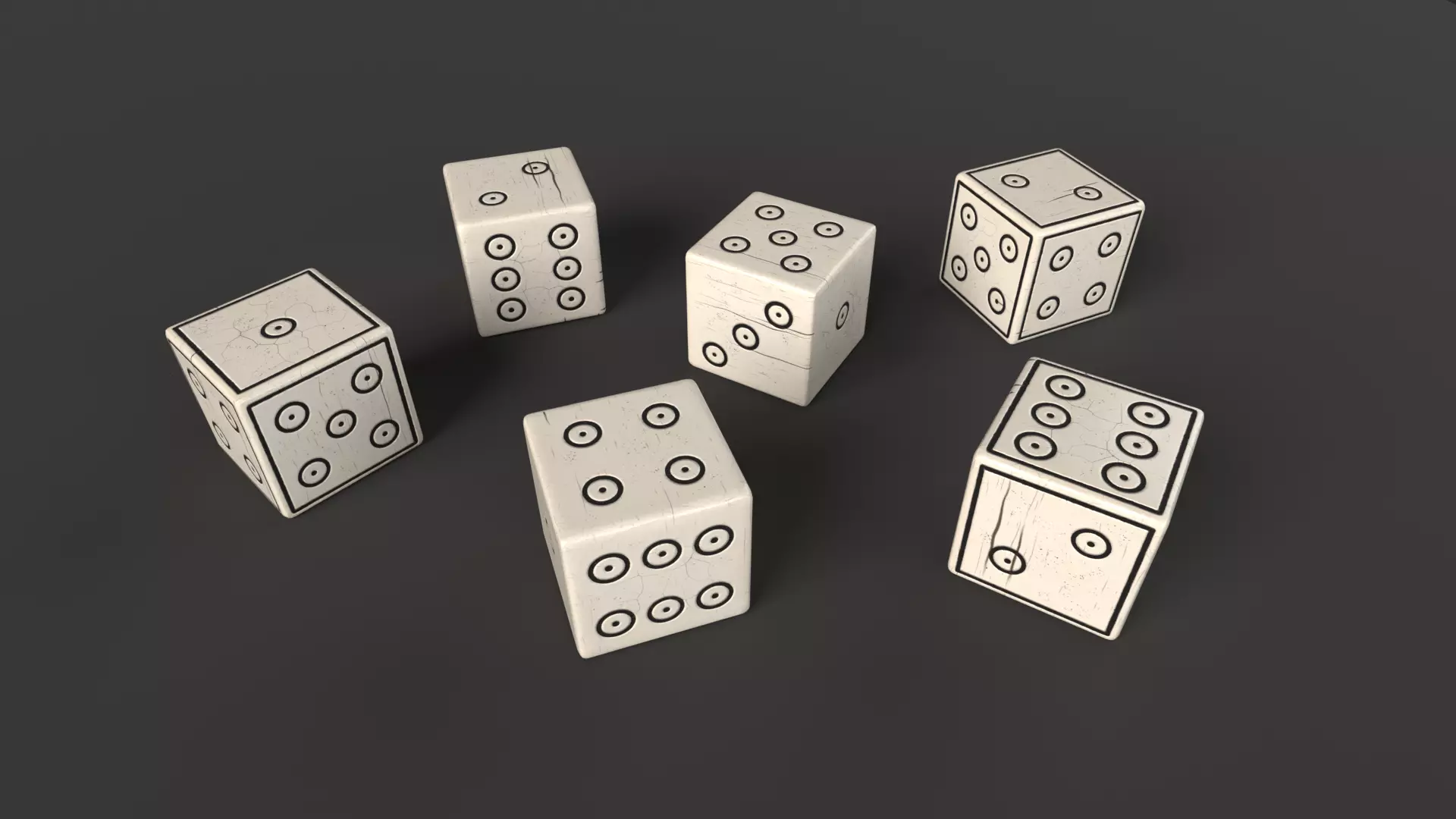 Authentic Viking Dice Set Low-poly 3D model_0
