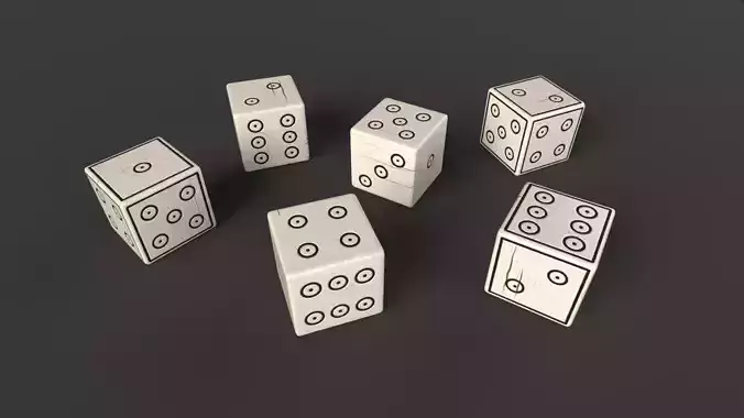 Authentic Viking Dice Set Low-poly 3D model