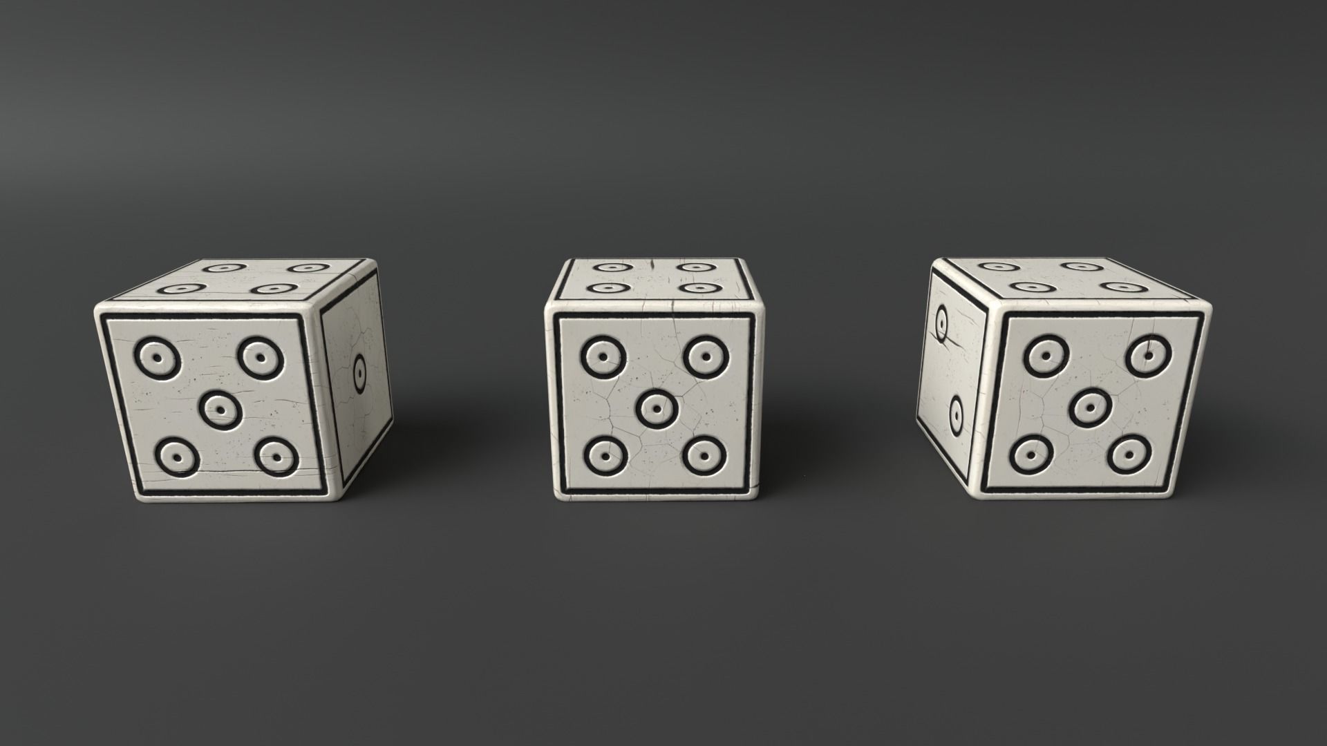 Authentic Viking Dice Set Low-poly 3D model_14