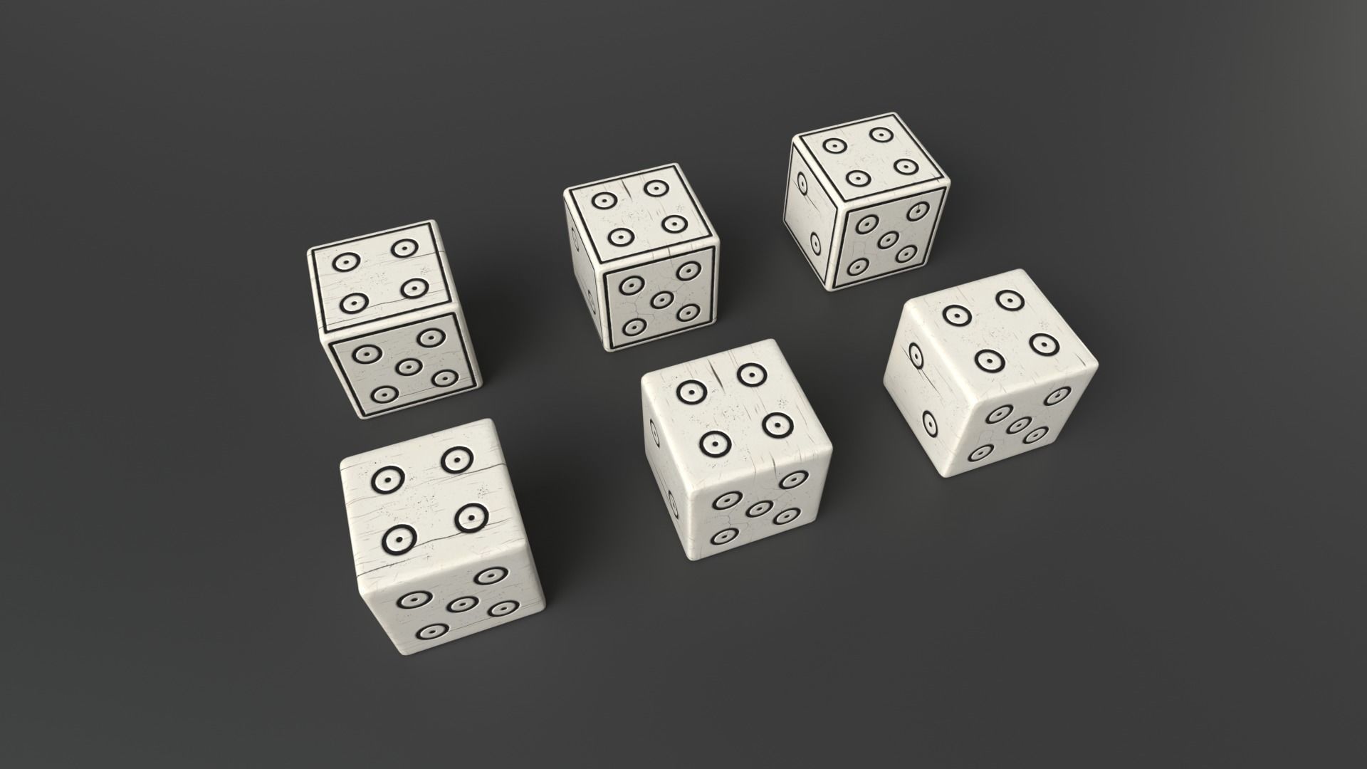 Authentic Viking Dice Set Low-poly 3D model_1