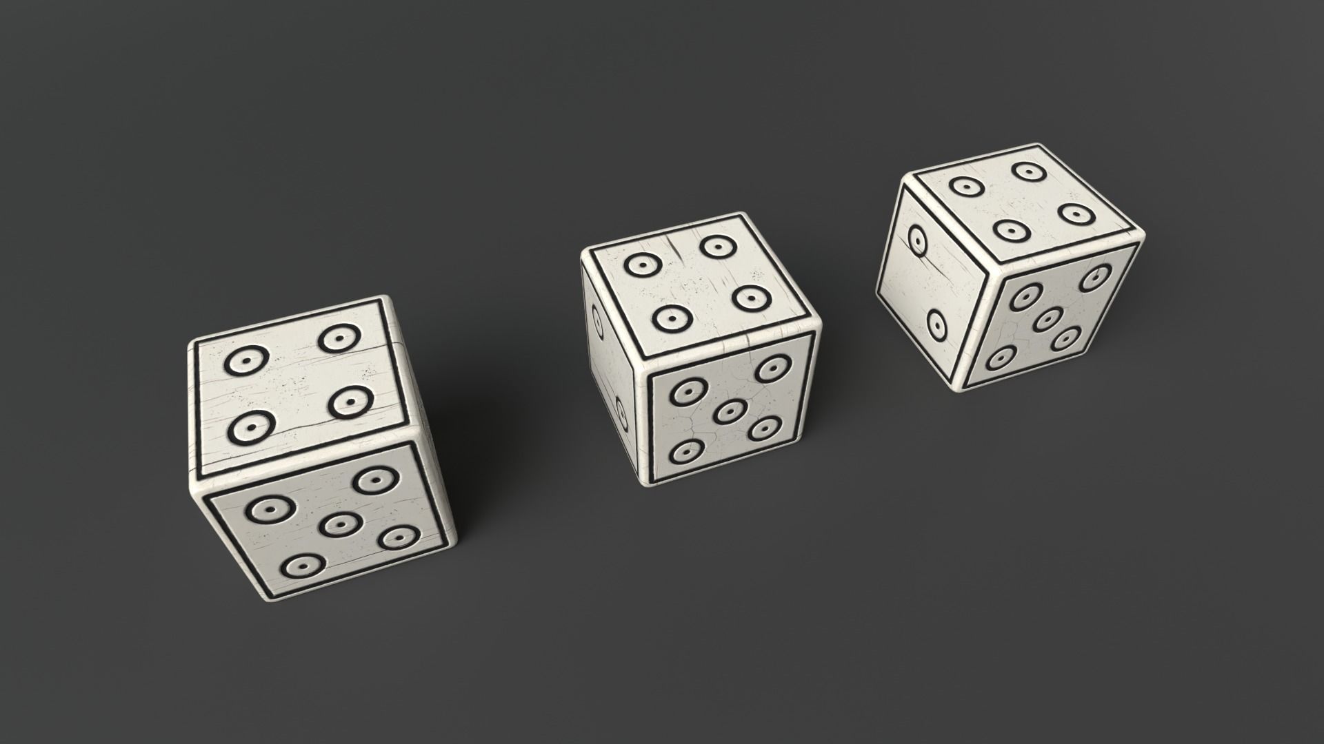 Authentic Viking Dice Set Low-poly 3D model_12