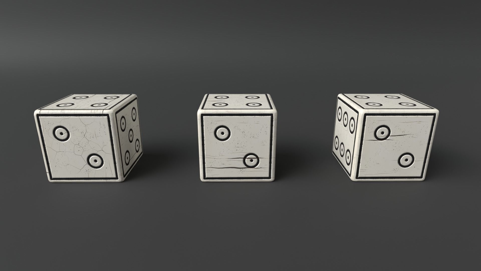 Authentic Viking Dice Set Low-poly 3D model_15
