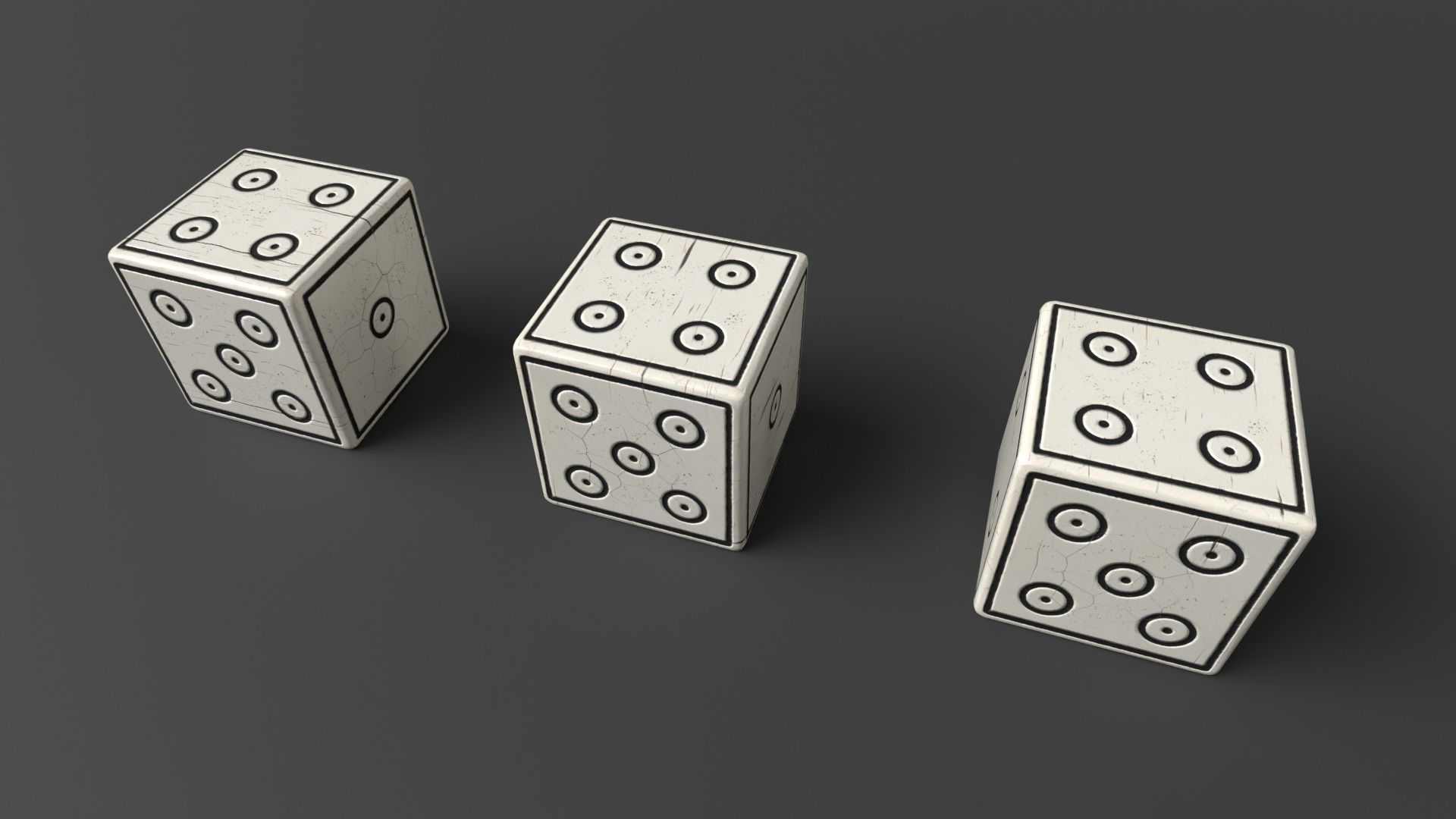 Authentic Viking Dice Set Low-poly 3D model_13