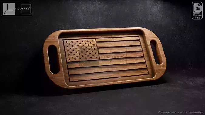 US Flag Tray with Handles - CNC Files for Wood