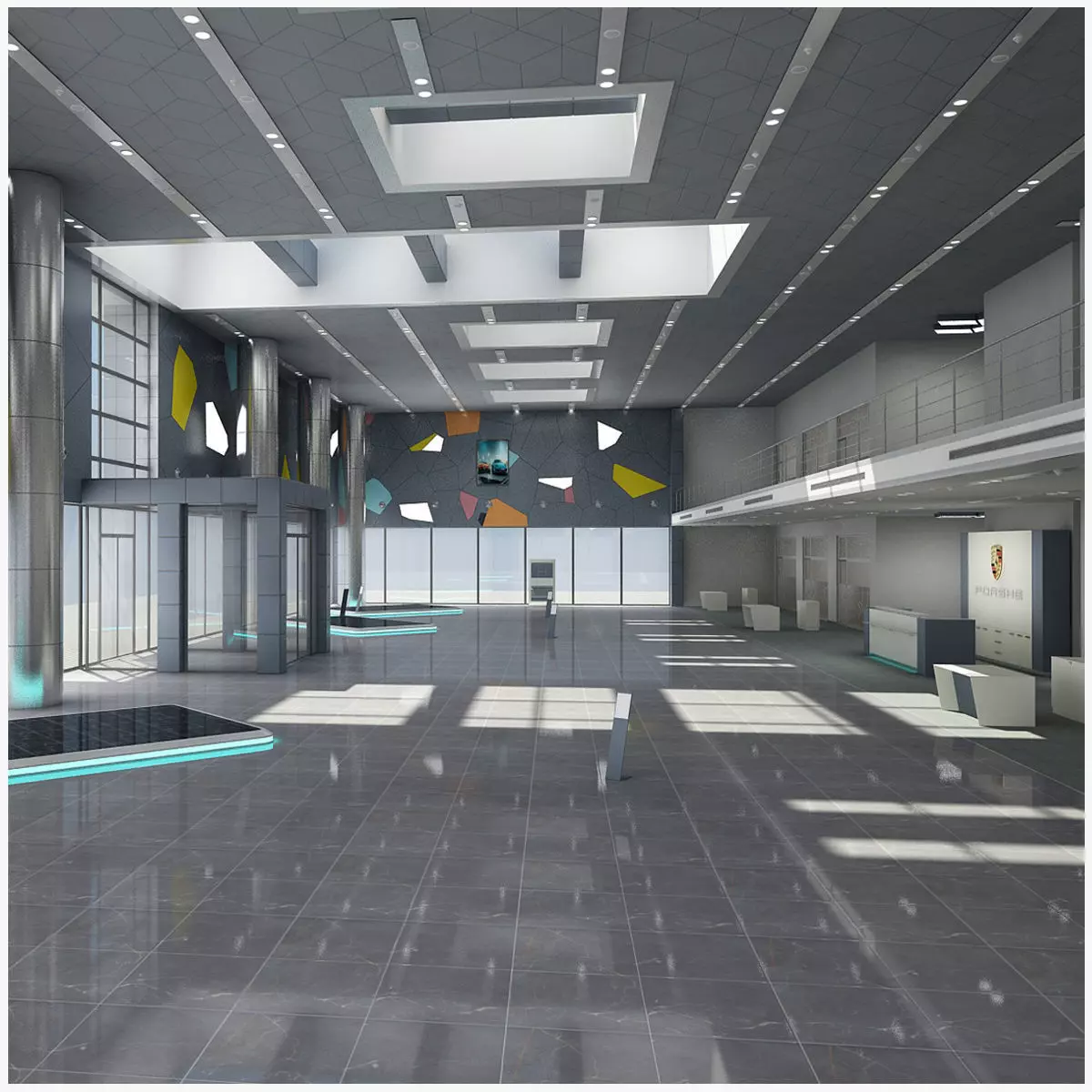 Car Dealership and Furniture 3D model_0