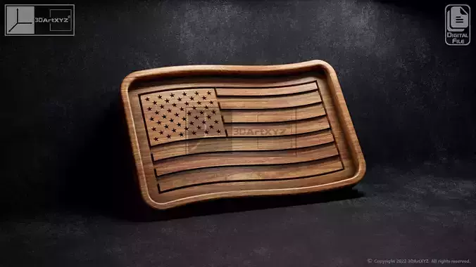 US Flag Wavy Tray - CNC Files for Wood