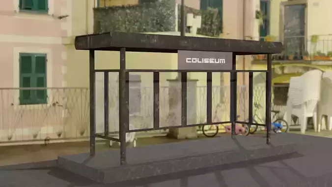 Rusty Bus Station Free low-poly 3D model
