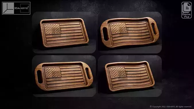 US Flag Trays Pack - CNC Files for Wood
