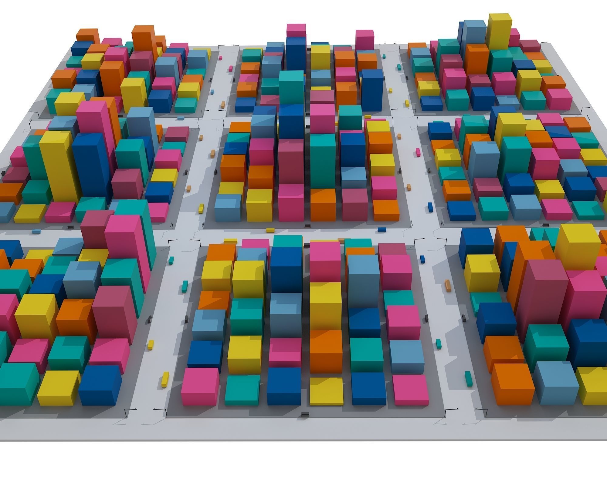 Cartoon City Low-poly 3D model_1