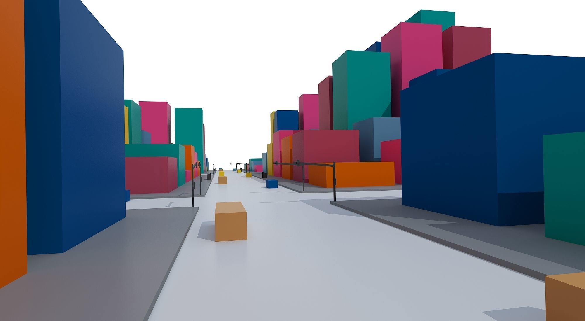 Cartoon City Low-poly 3D model_7