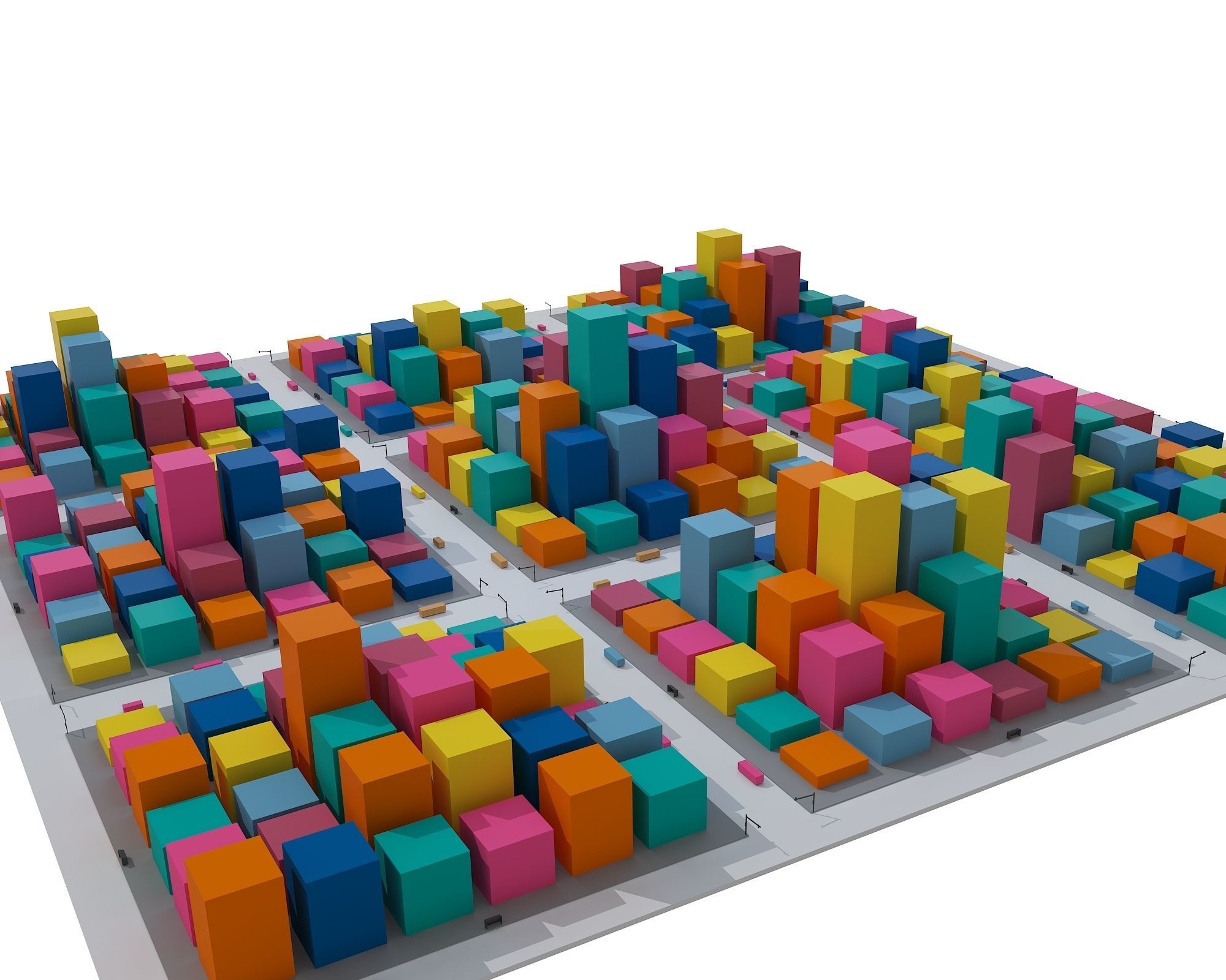 Cartoon City Low-poly 3D model_2