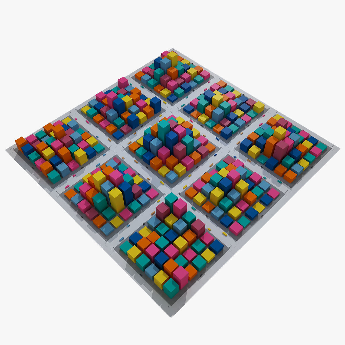 Cartoon City Low-poly 3D model_8