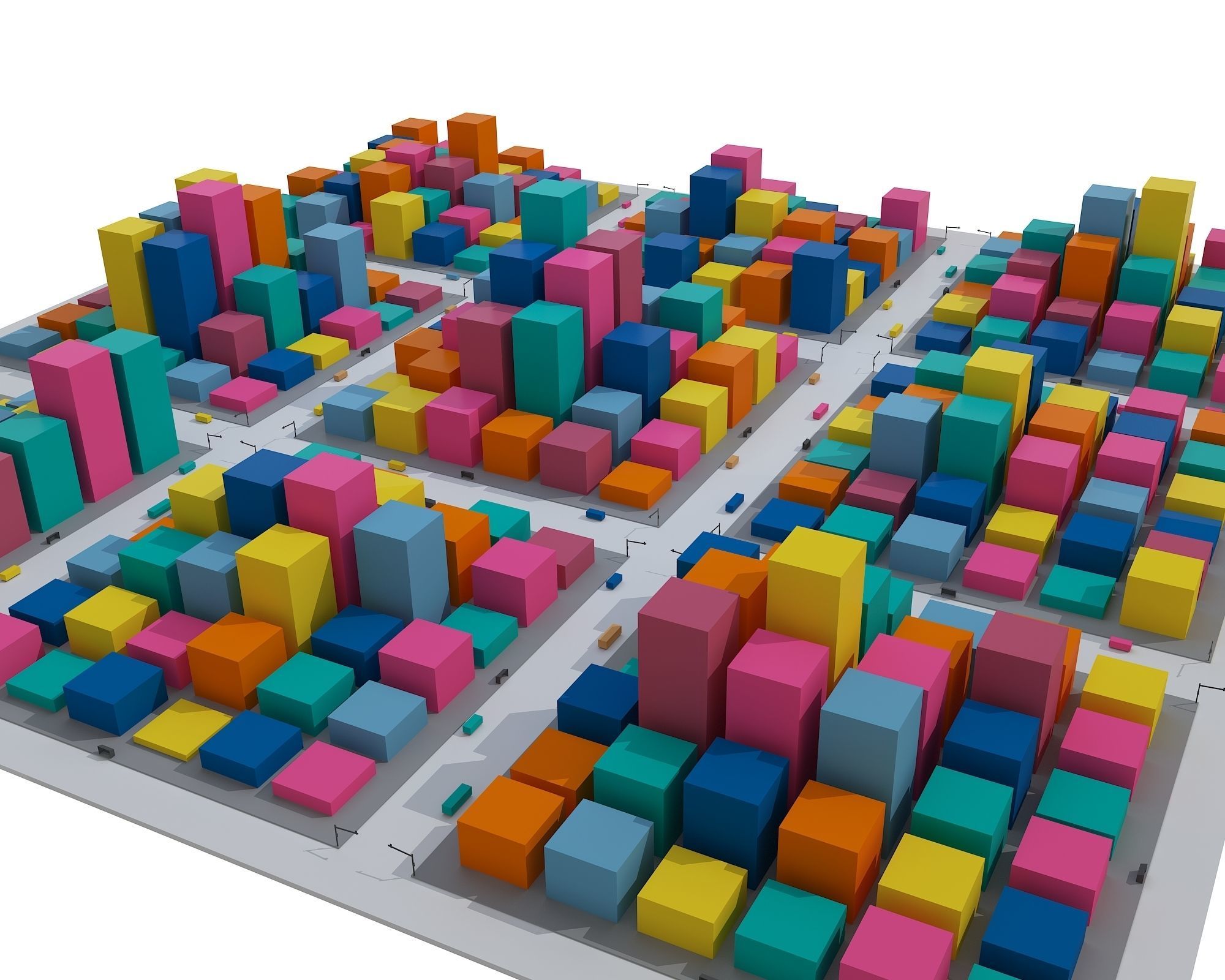Cartoon City Low-poly 3D model_3