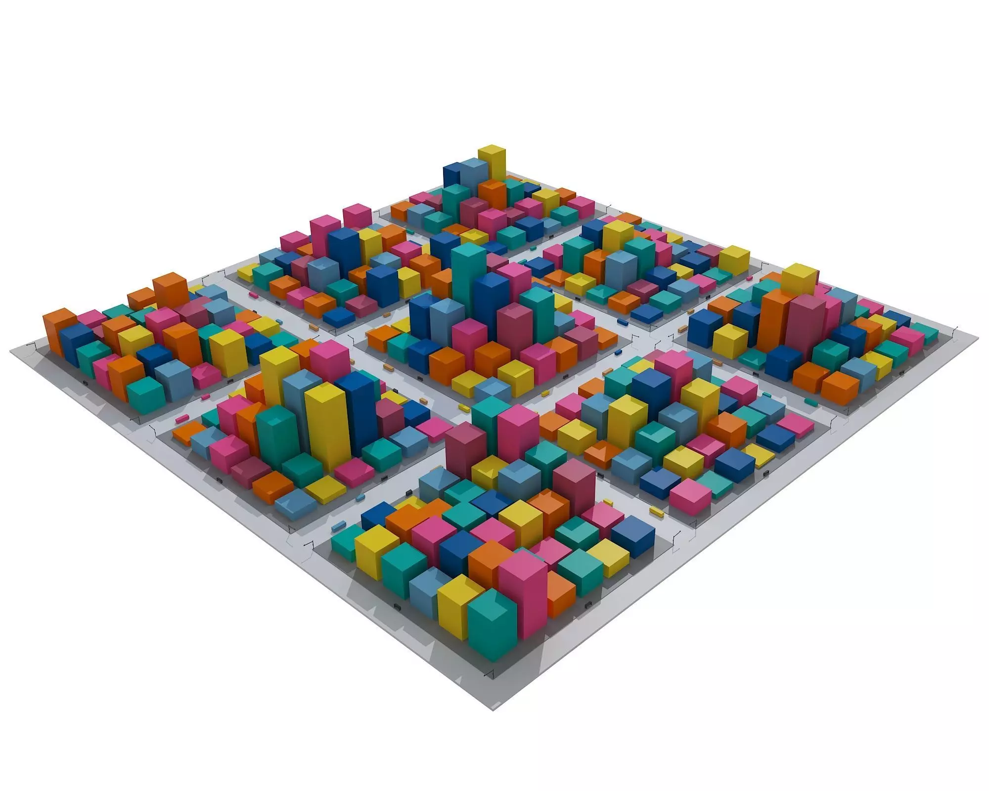Cartoon City Low-poly 3D model_0