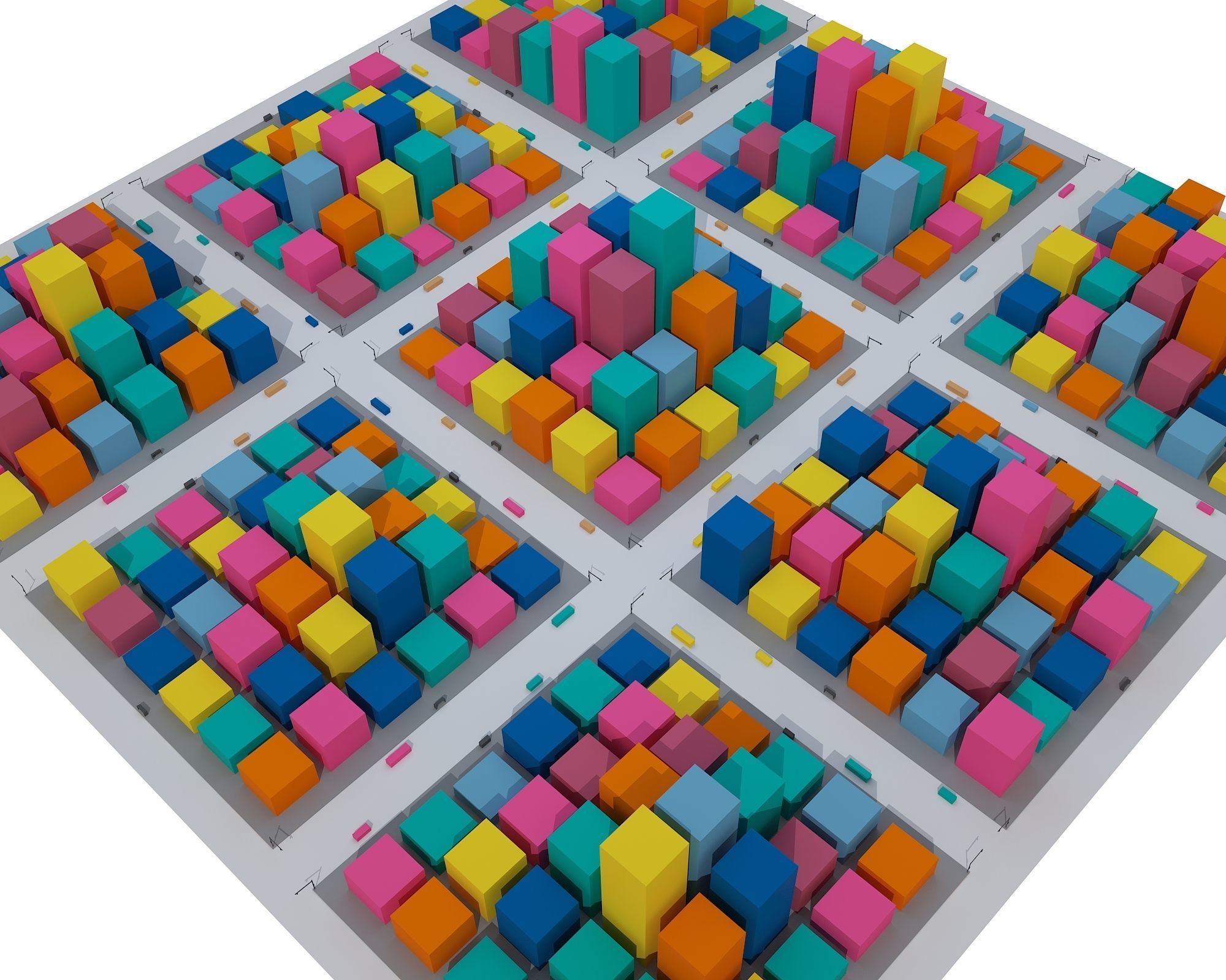 Cartoon City Low-poly 3D model_5