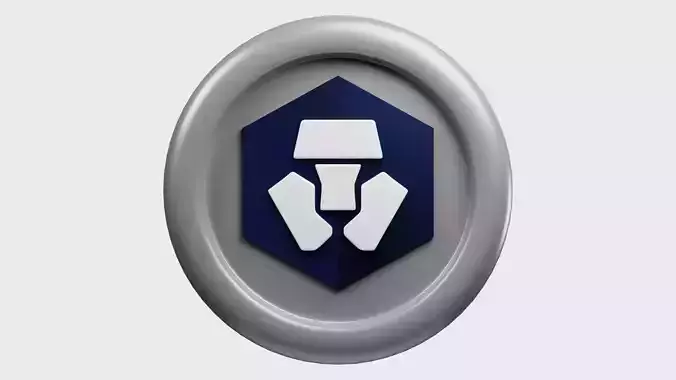 Cronos or CRO Silver Crypto Coin with cartoon style