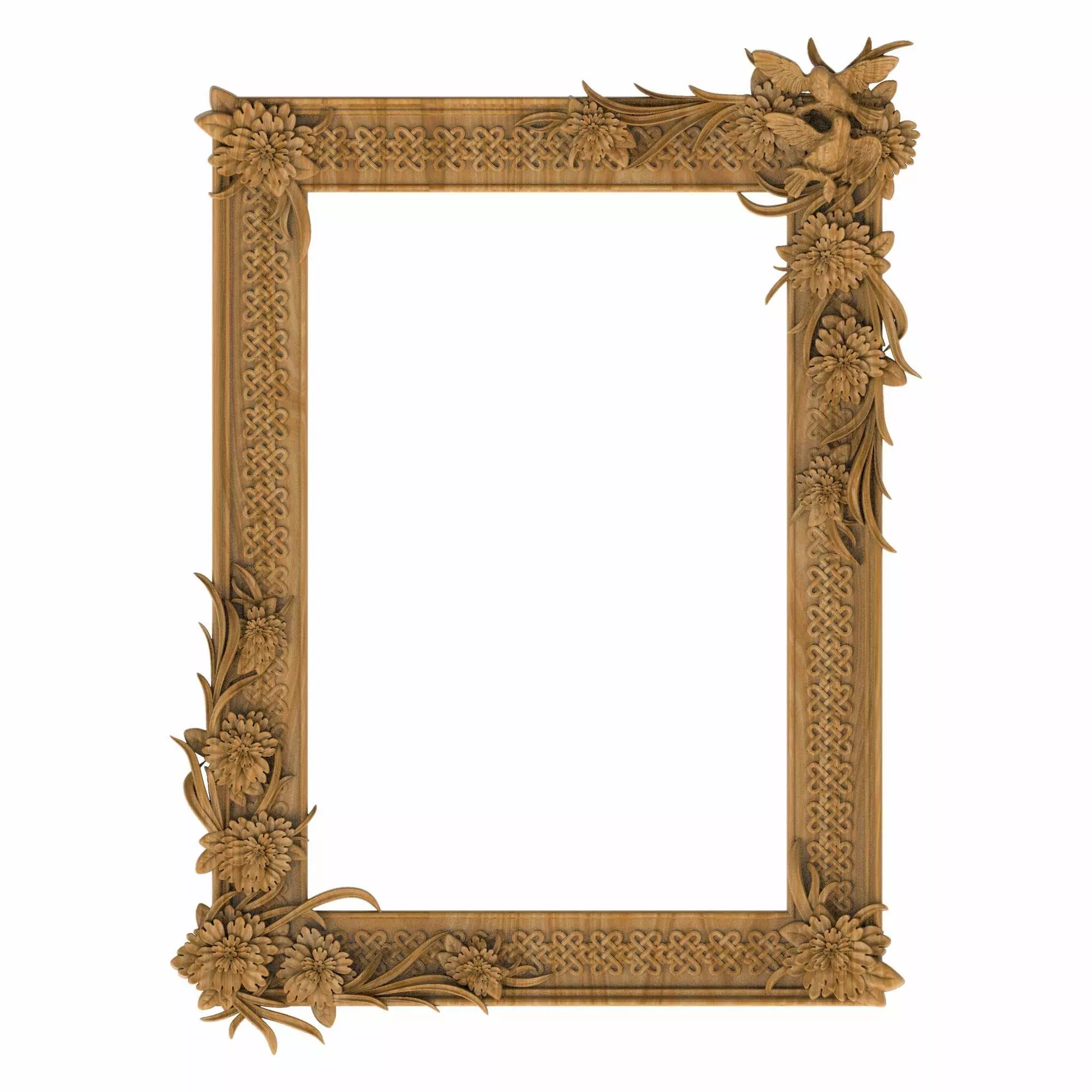 Carved picture frame STL 3D model_0
