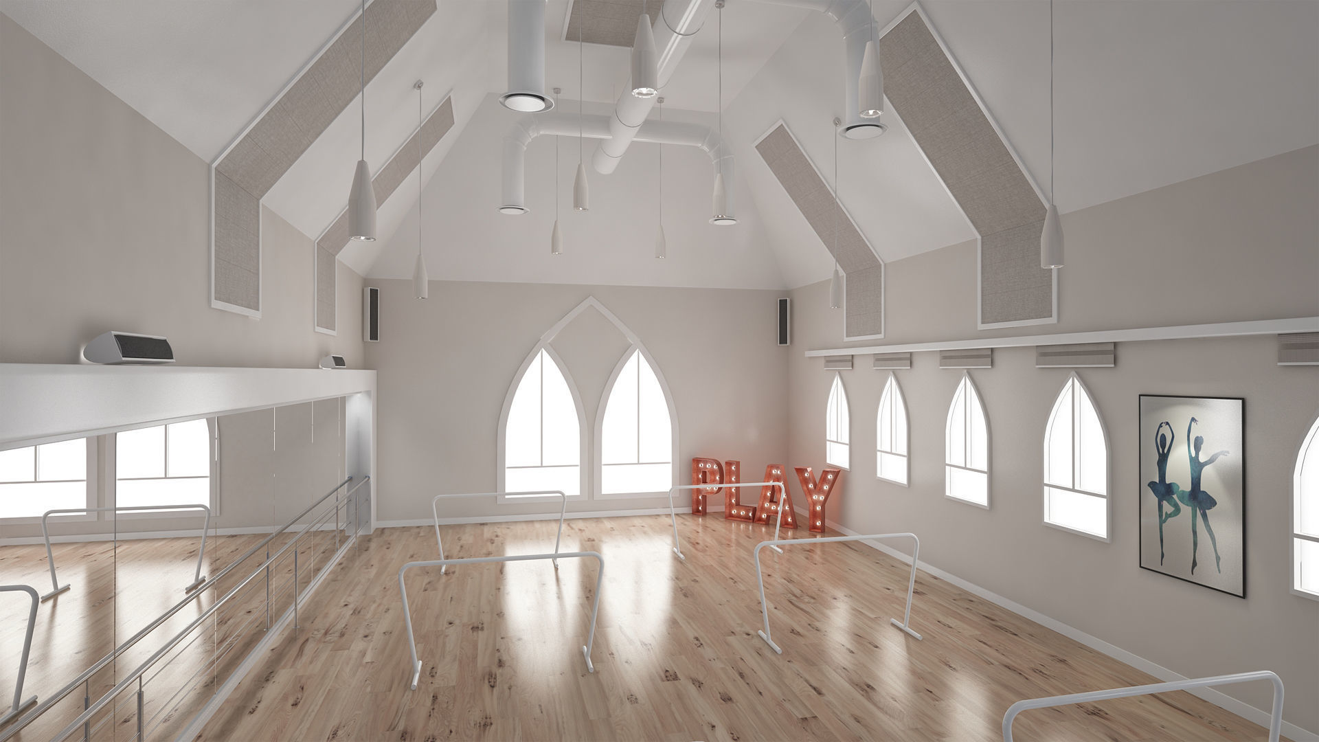 Dance Studio 3D model_1