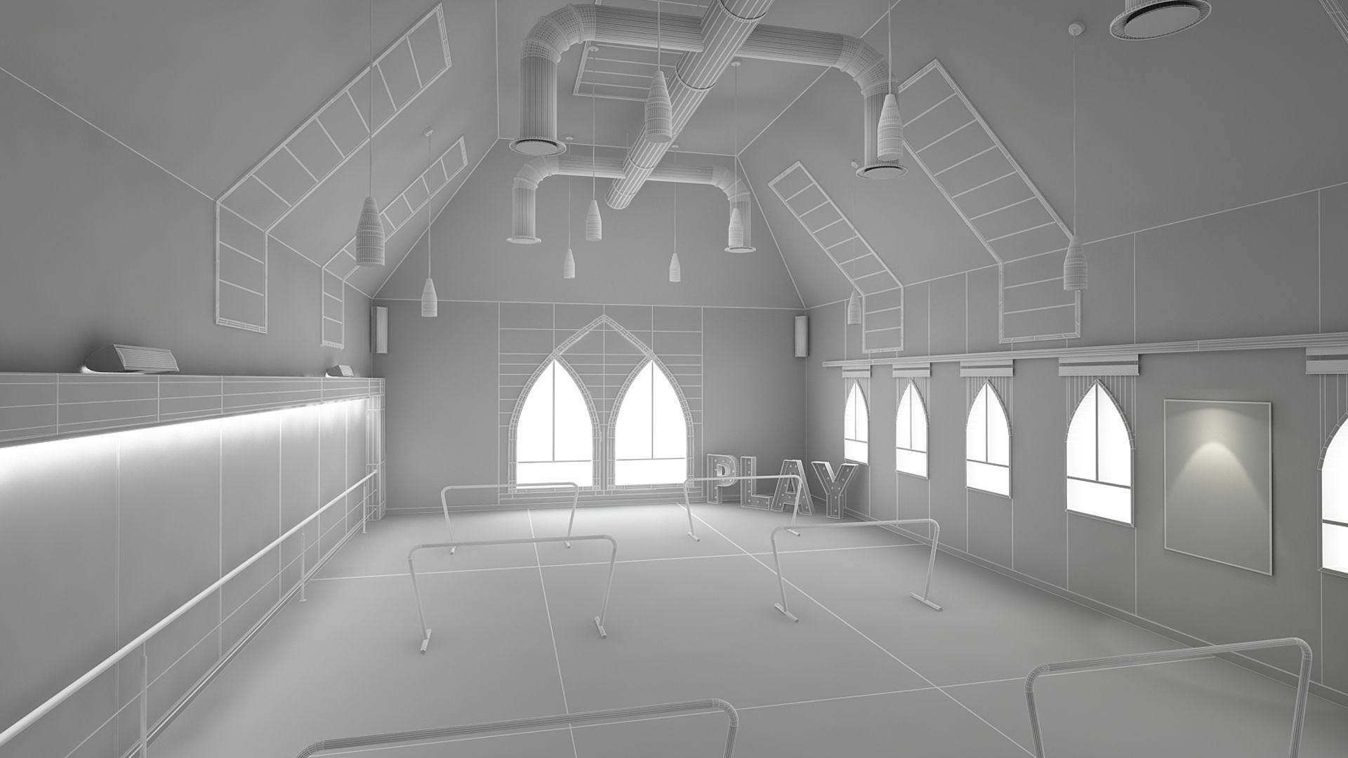 Dance Studio 3D model_7