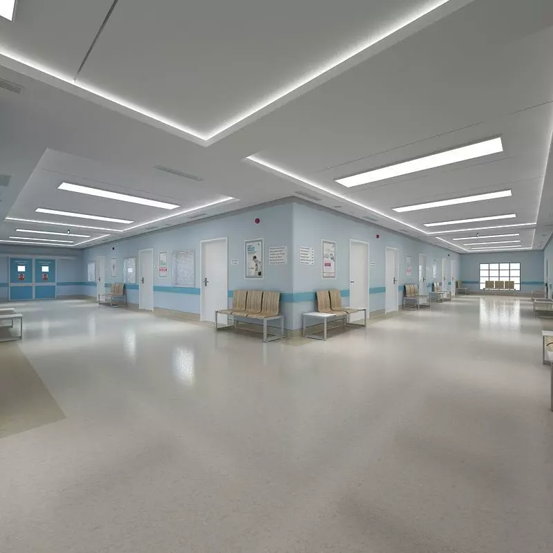 Hospital Corridor and Furniture 3D model_0