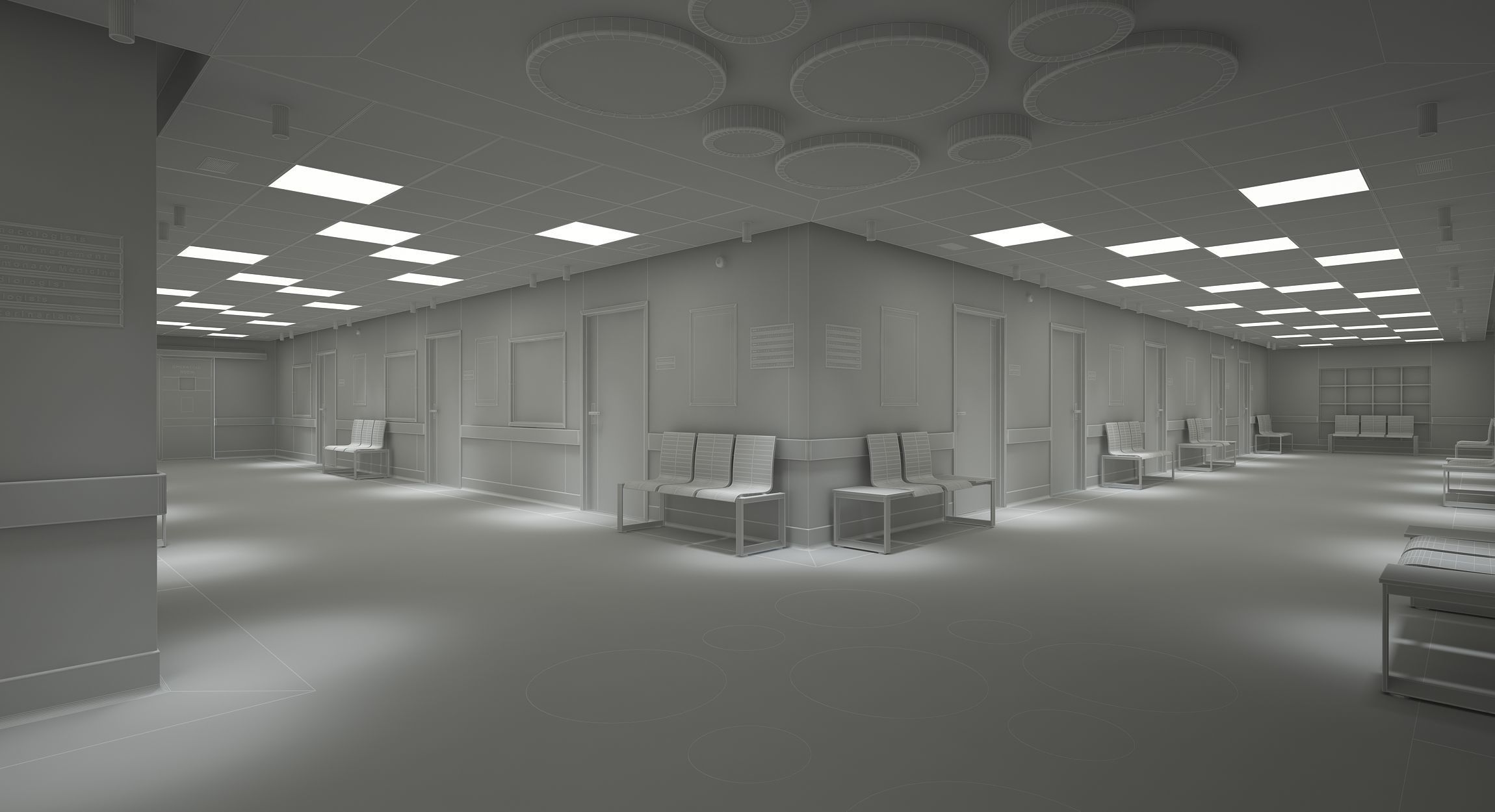 Hospital Corridor and Furniture 3D model_8
