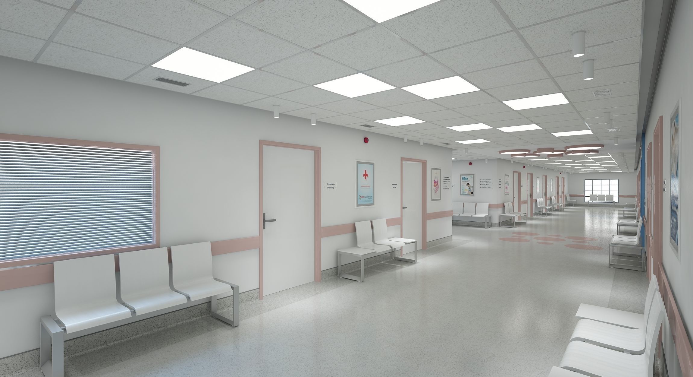 Hospital Corridor and Furniture 3D model_7
