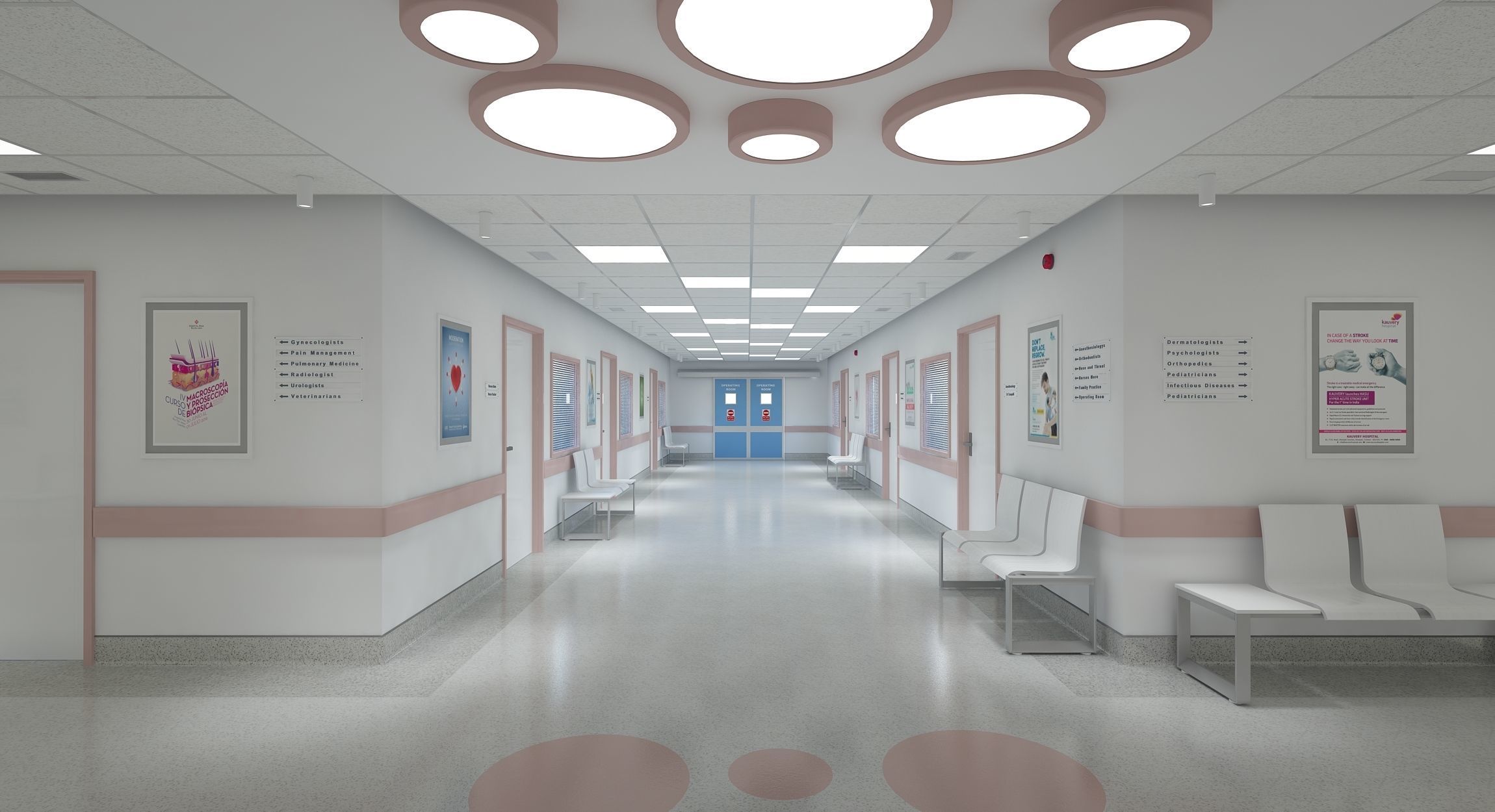 Hospital Corridor and Furniture 3D model_3