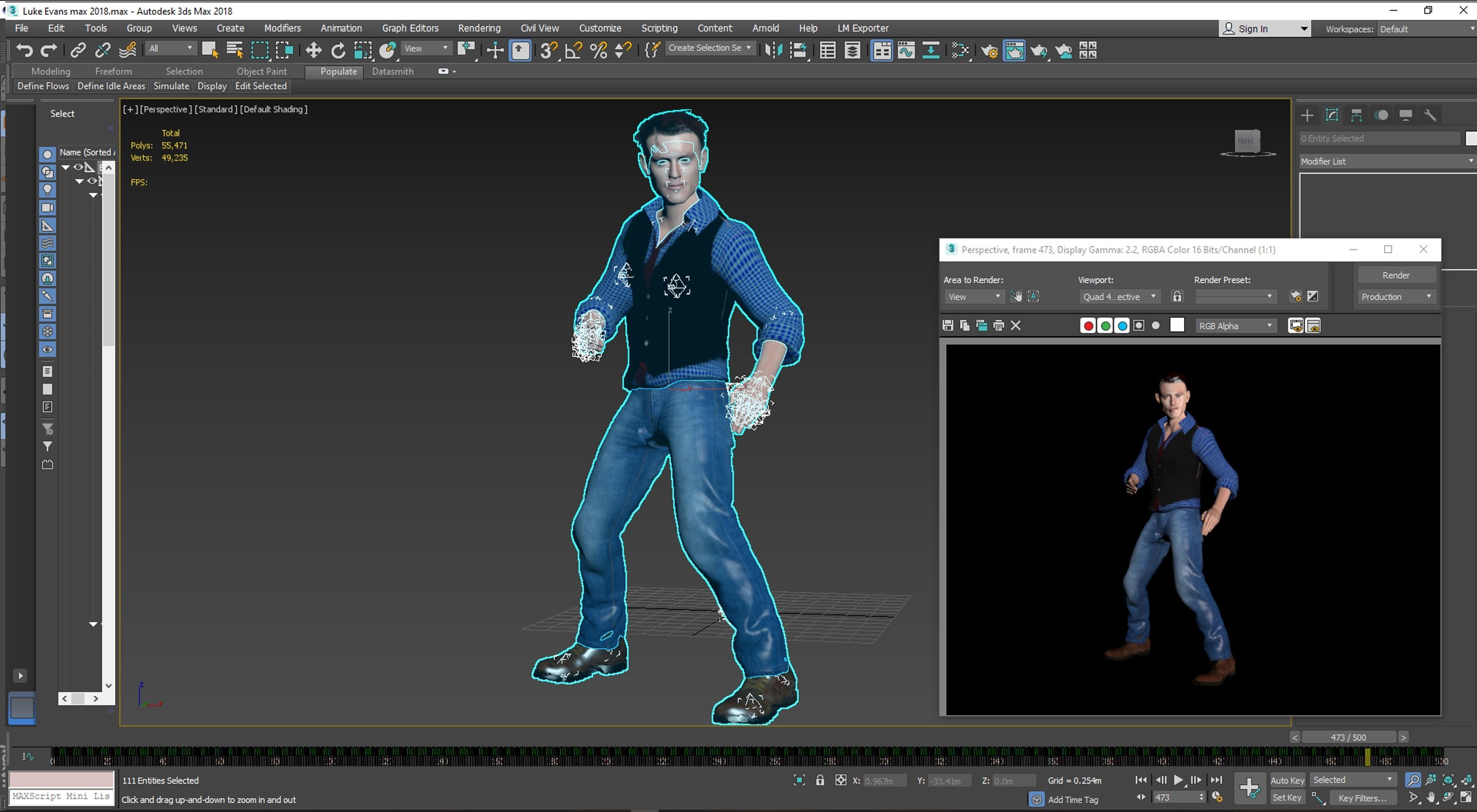 Luke Evans 3D Rigged model ready for animation Low-poly 3D model_14