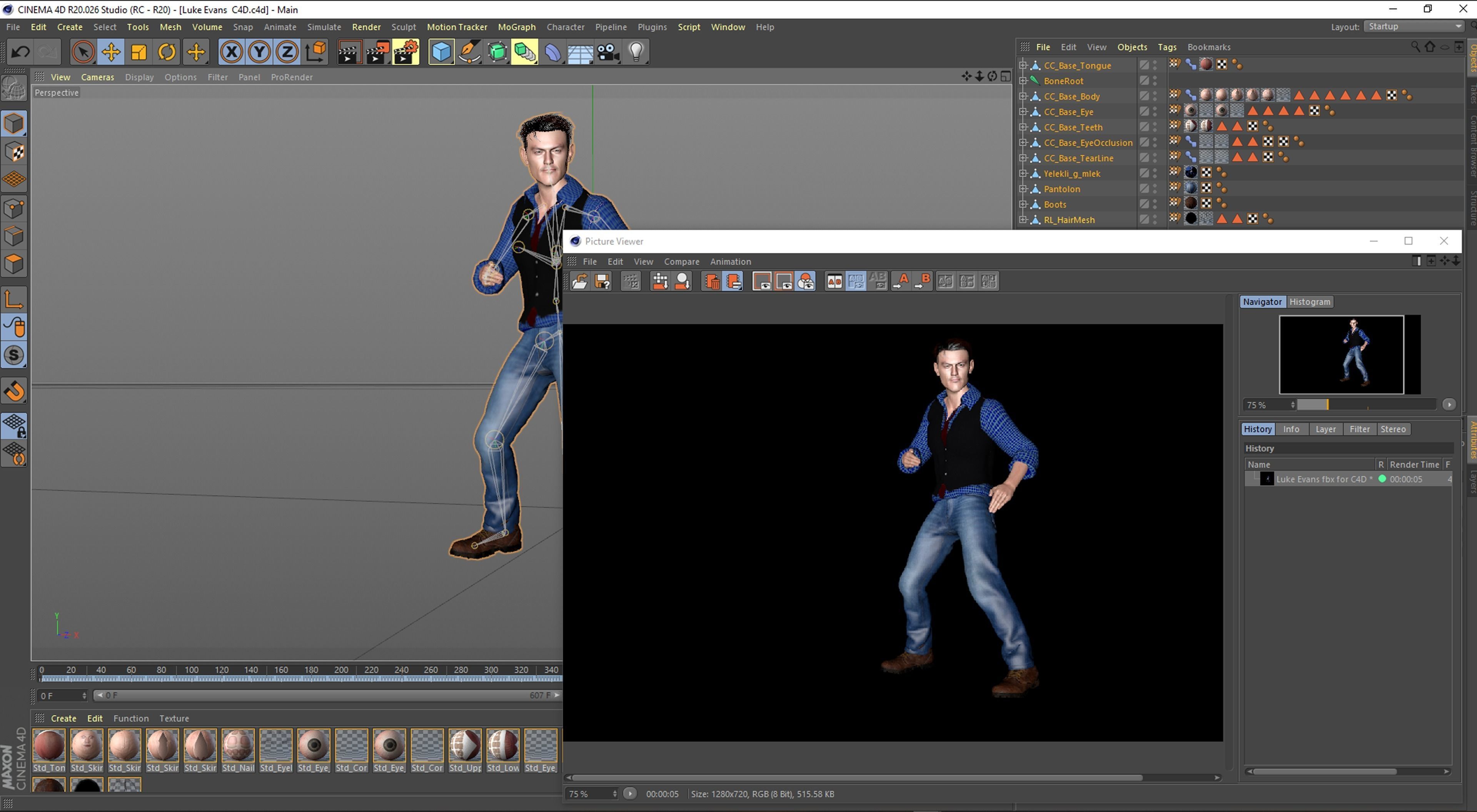 Luke Evans 3D Rigged model ready for animation Low-poly 3D model_13