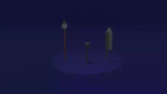 Spear Hammer Sword Free low-poly 3D model