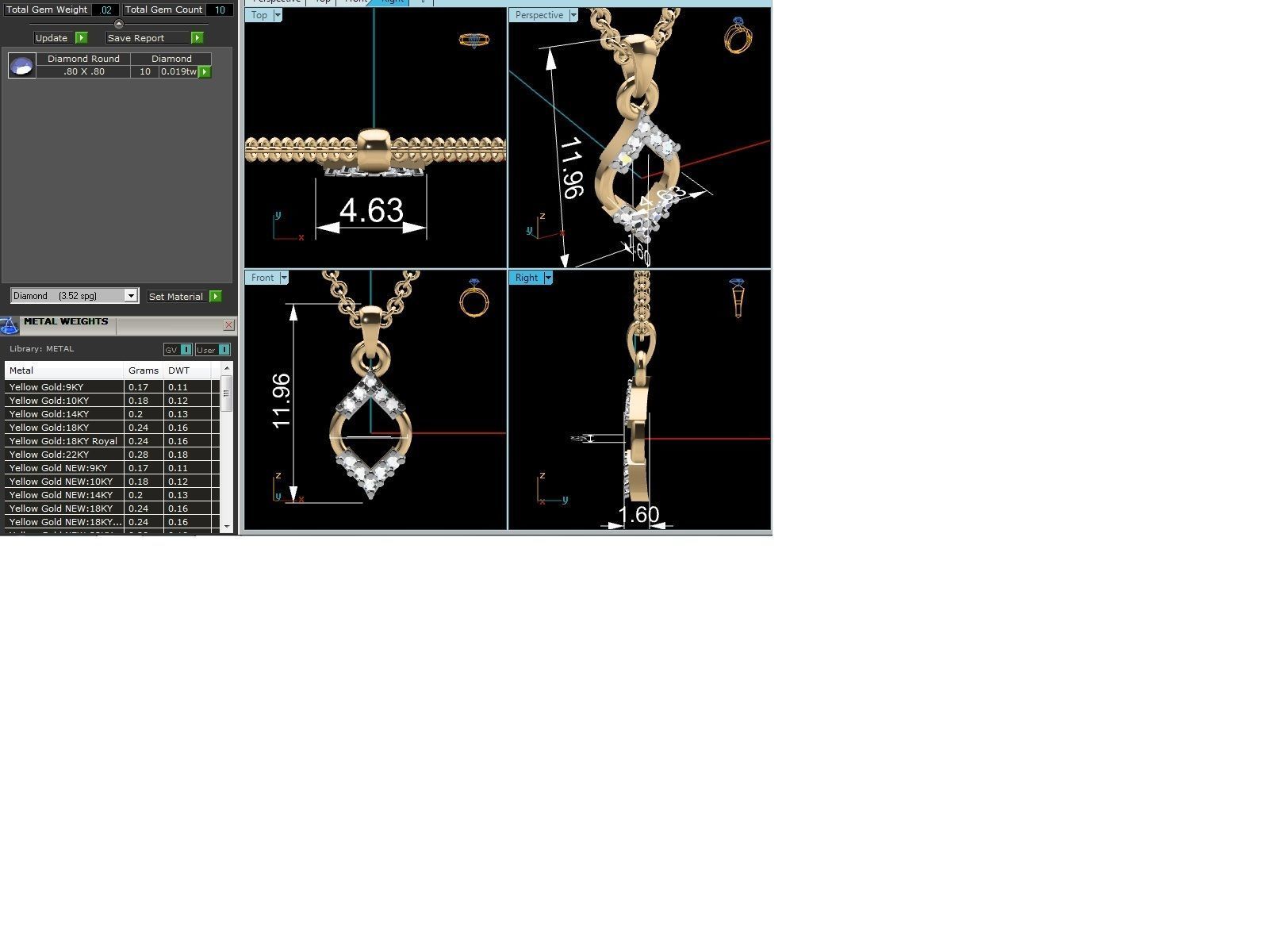 Light wt Diamond Charms Pendant 3dm render Detail 3D print model_1