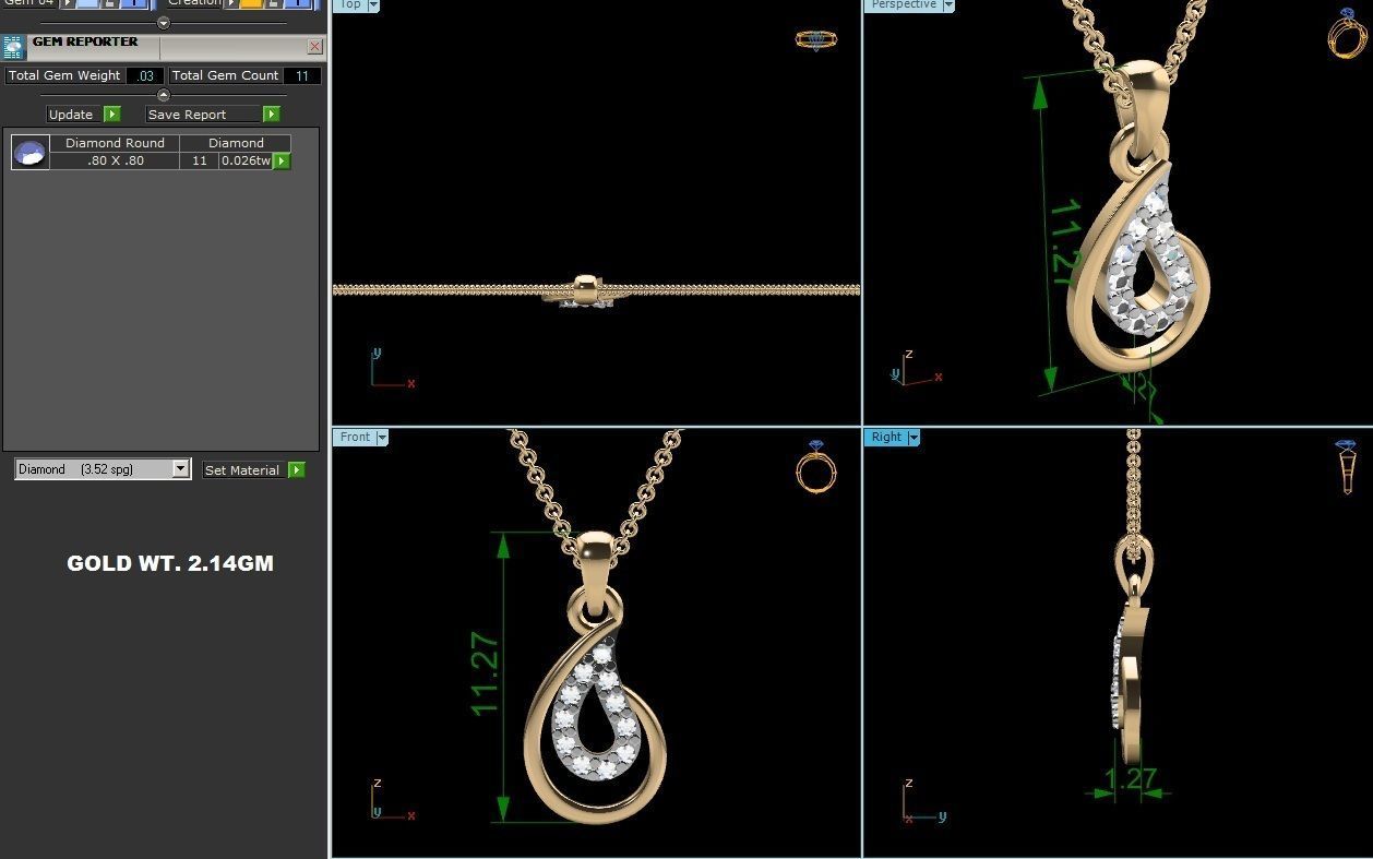 Light wt Diamond Charms Pendant 3dm render Detail 3D print model_4