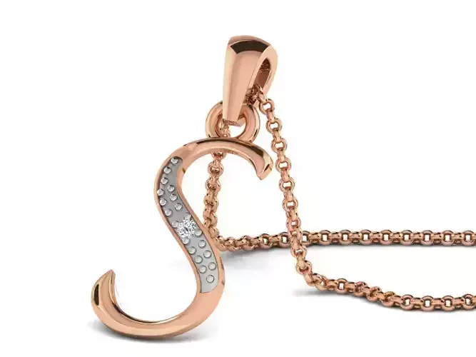 Alphabet-S Charms Pendant 3dm render Detail 3D print model