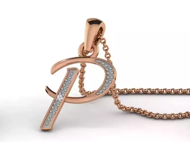 Alphabet-P Charms Pendant 3dm render Detail 3D print model