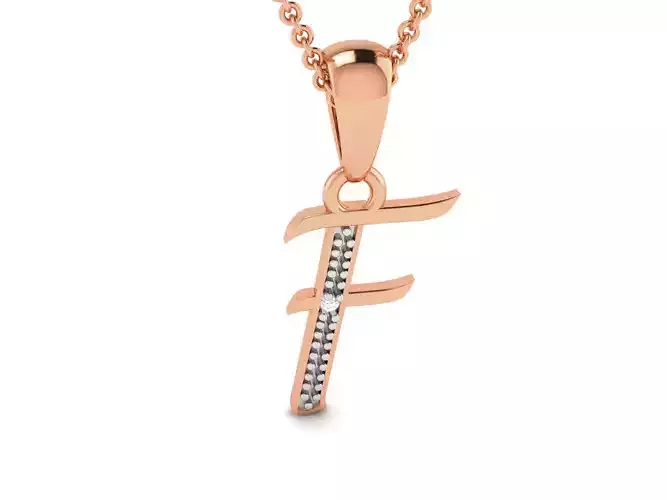 Alphabet-F Charms Pendant 3dm render Detail 3D print model