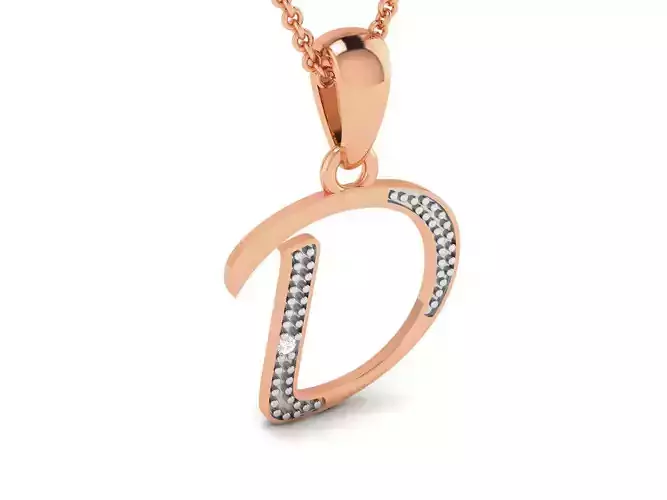 Alphabet-D Charms Pendant 3dm render Detail 3D print model