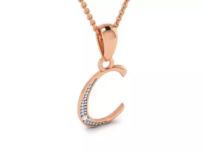 Alphabet-C Charms Pendant 3dm render Detail 3D print model