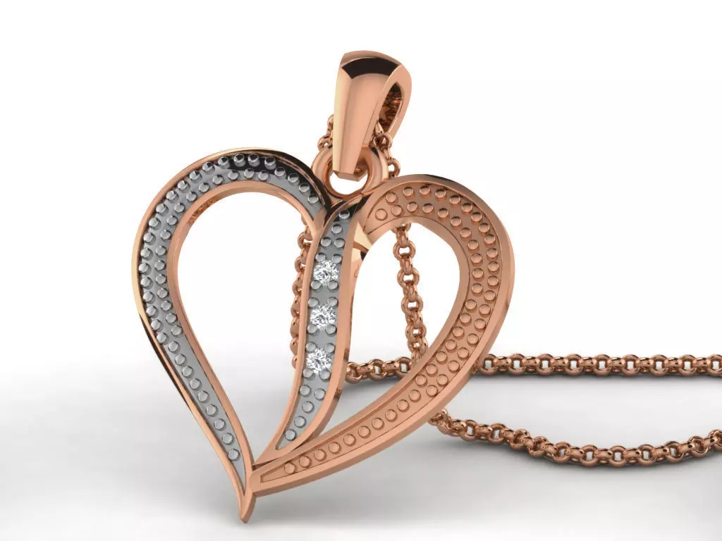 Heart Light wt Diamond Charms Pendant 3dm render Detail 3D print model_0