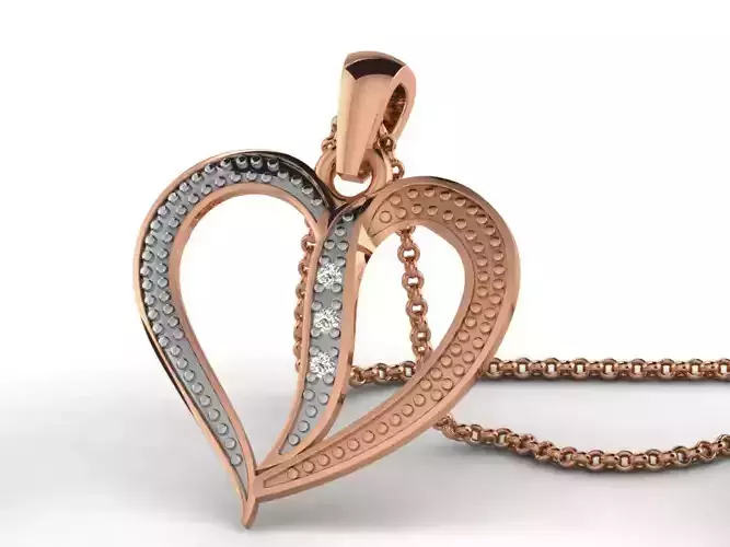 Heart Light wt Diamond Charms Pendant 3dm render Detail 3D print model