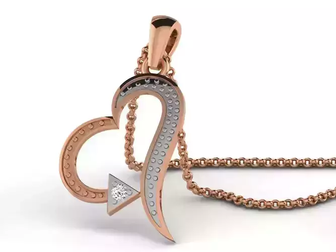 Heart Light wt Diamond Charms Pendant 3dm render Detail 3D print model