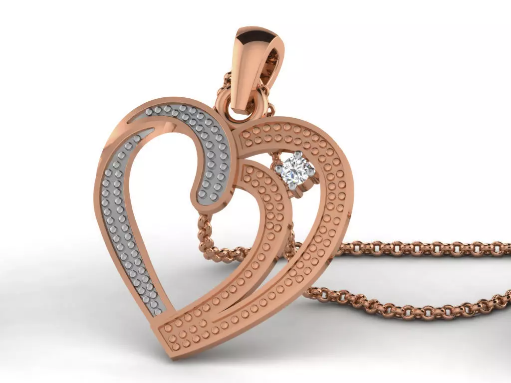 Heart Light wt Diamond Charms Pendant 3dm render Detail 3D print model_0