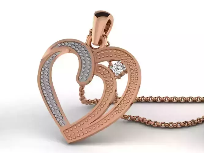 Heart Light wt Diamond Charms Pendant 3dm render Detail 3D print model