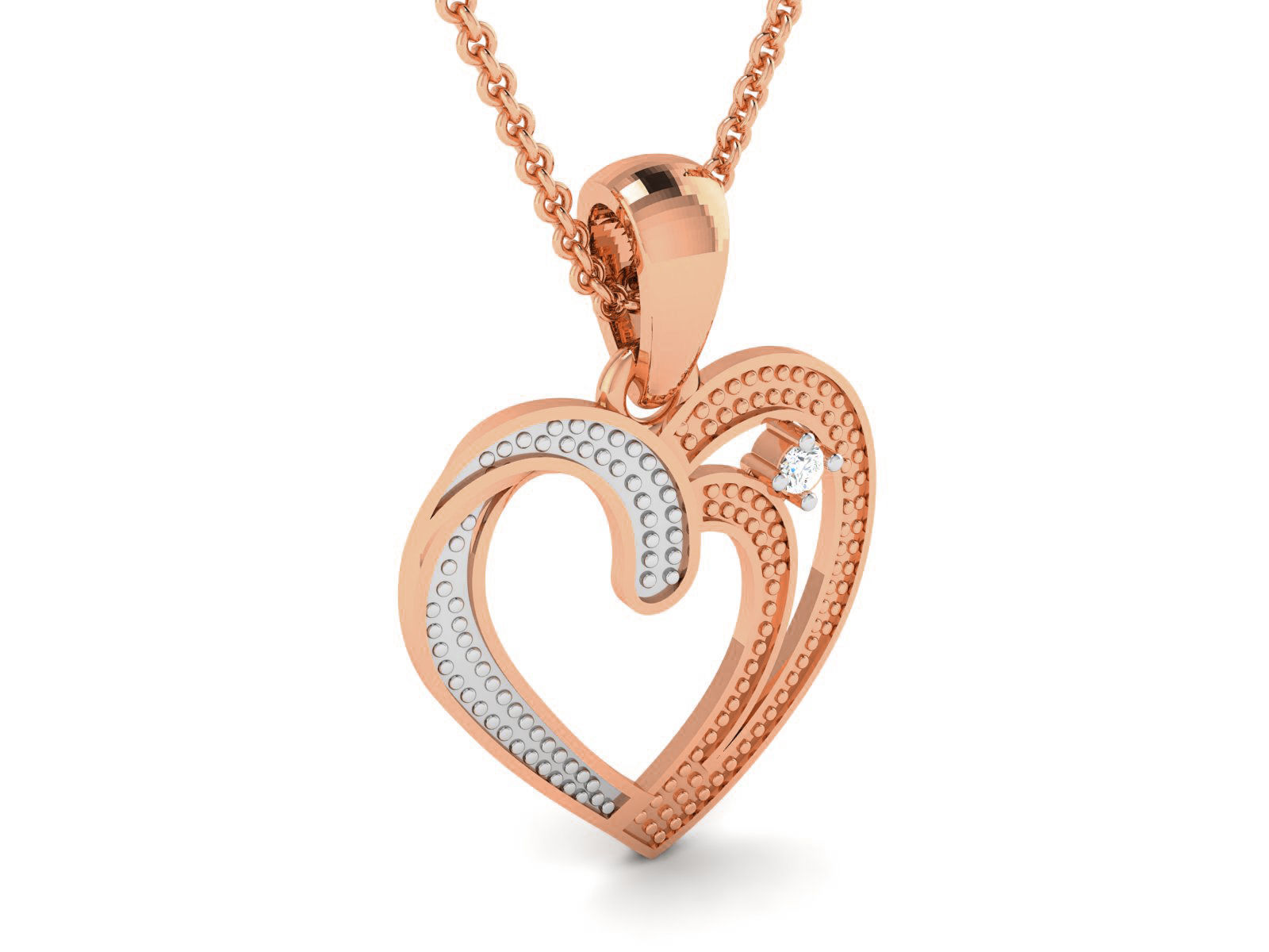 Heart Light wt Diamond Charms Pendant 3dm render Detail 3D print model_2