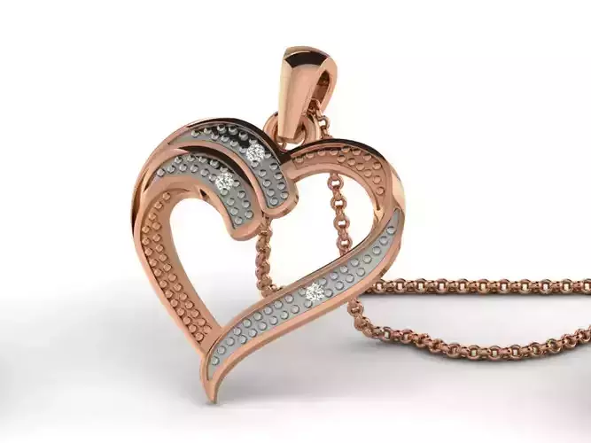 Heart Light wt Diamond Charms Pendant 3dm render Detail 3D print model